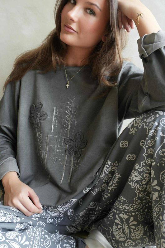 Original Hippie Sweatshirt Vintage Wash Charcoal